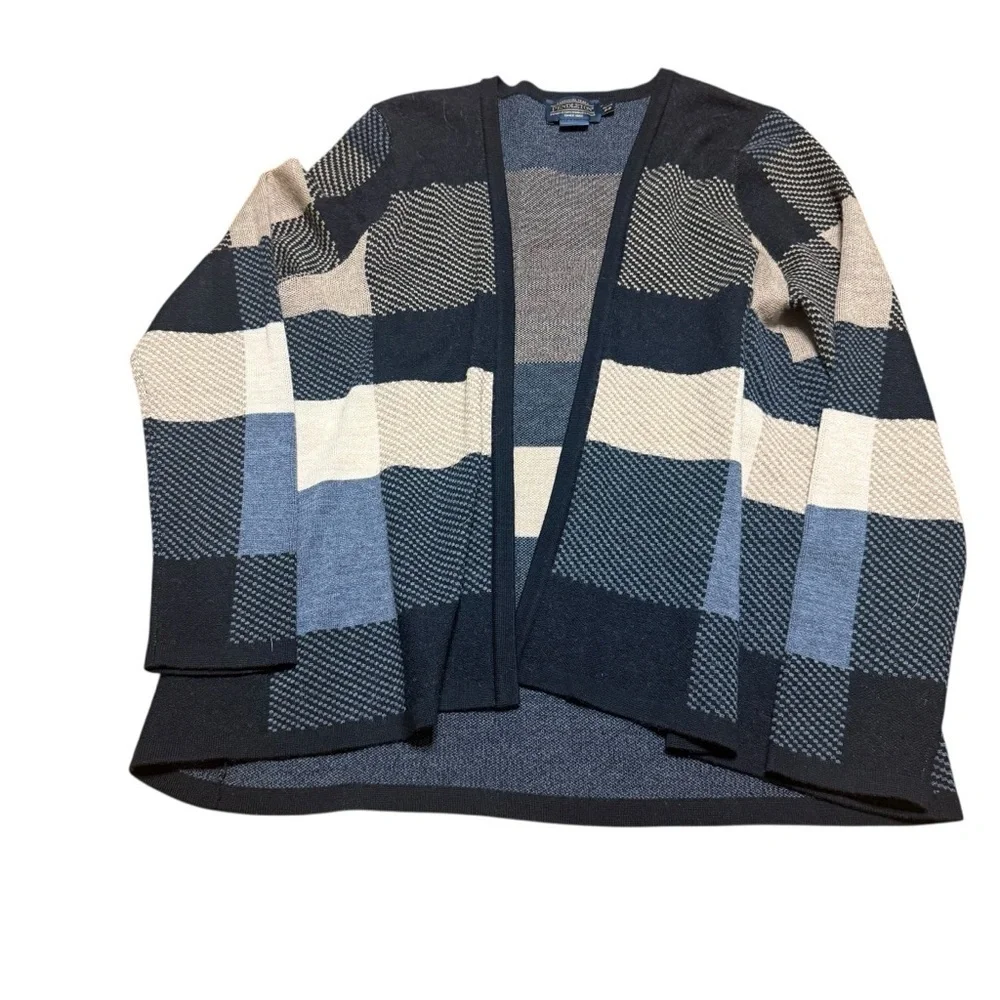 Pendleton | 100% Merino Wool Open Front Plaid Cardigan | Sz PS